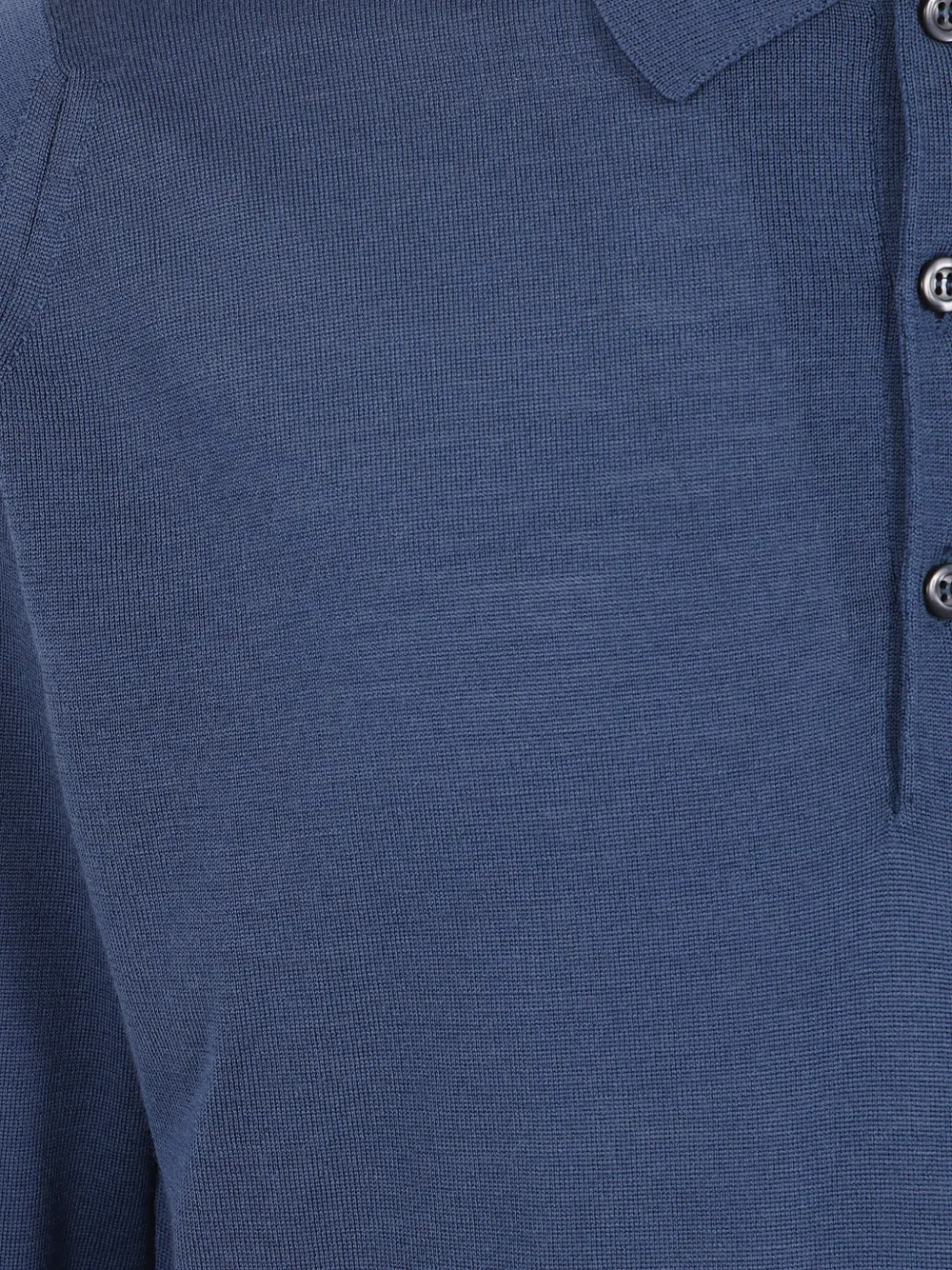 John Smedley Poloshirt met lange mouwen Blauw