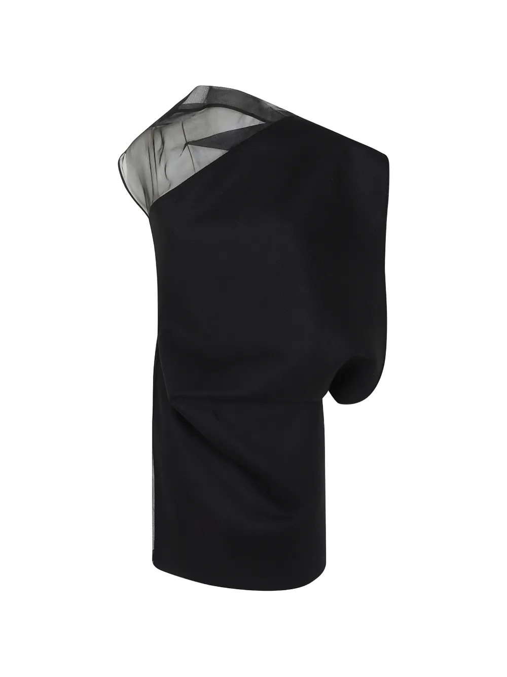 Max Mara Sheer-panel Draped Mini Dress In Black
