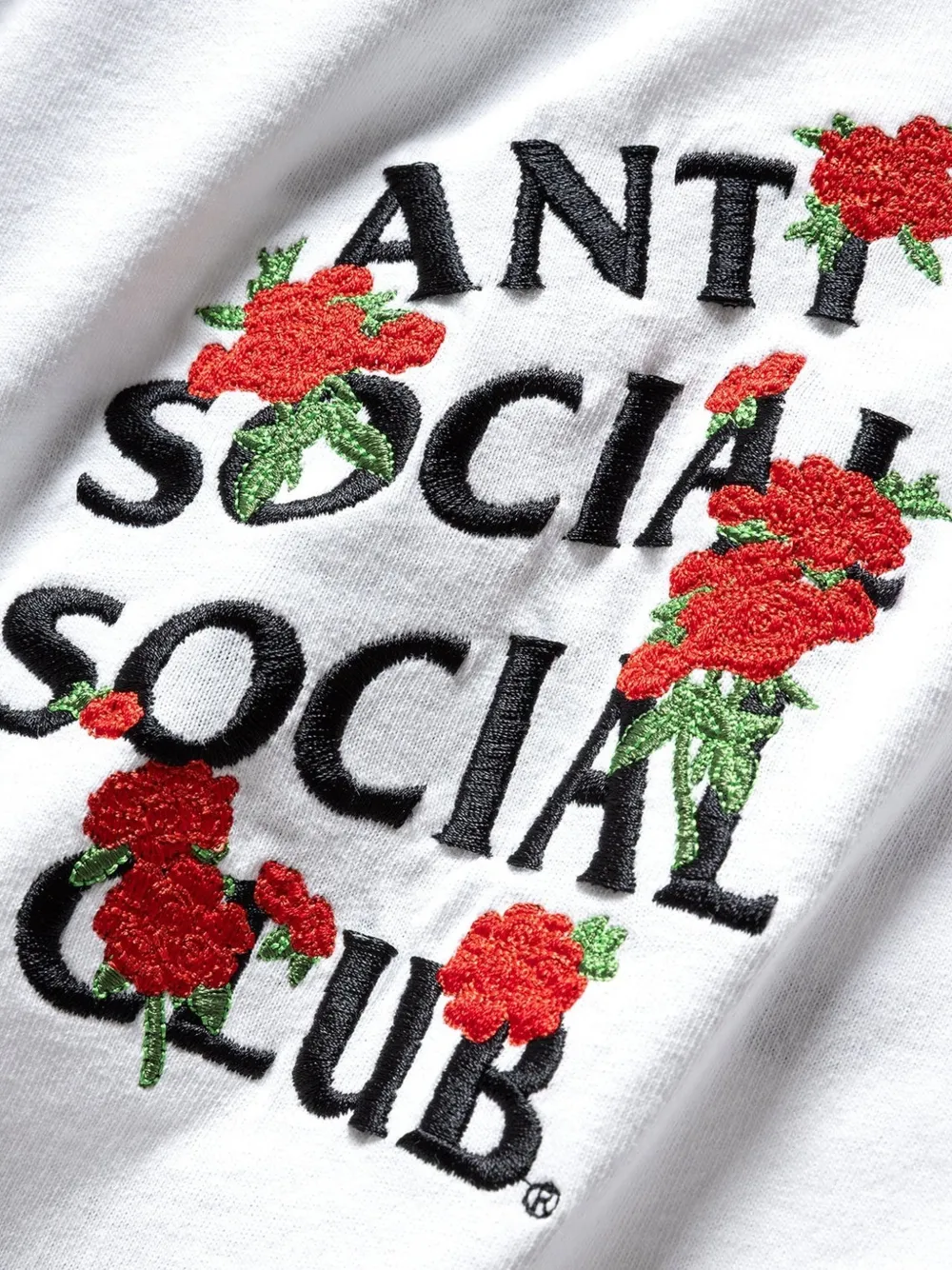 Anti Social Club Rose Kotch T-shirt met borduurwerk Wit