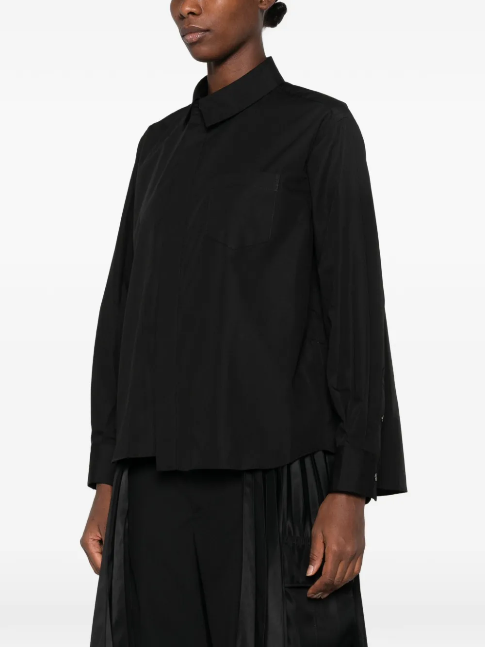 sacai Blouse met geplooid vlak Zwart