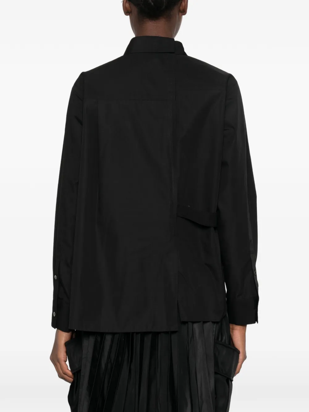 sacai Blouse met geplooid vlak Zwart