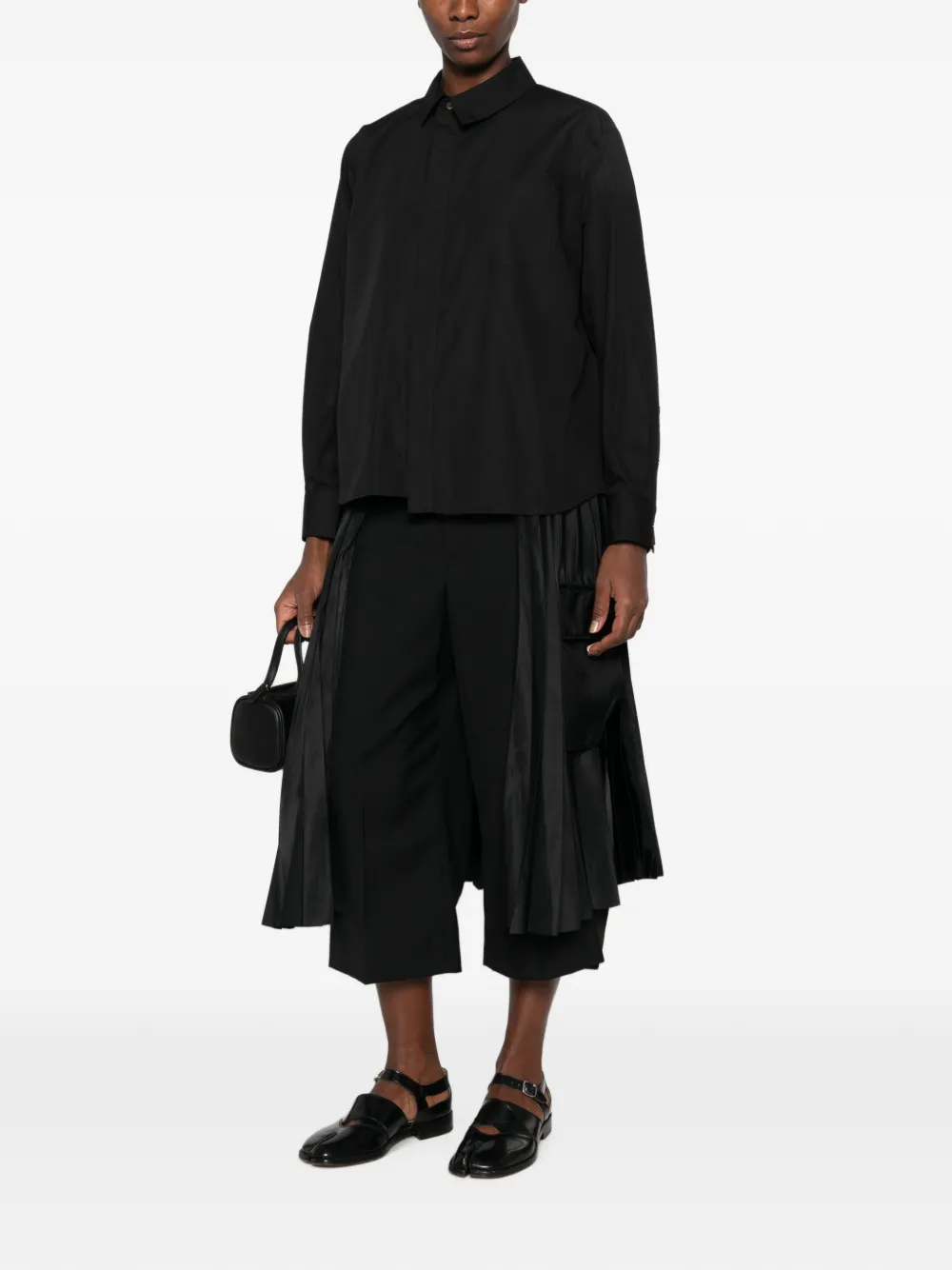 sacai Blouse met geplooid vlak Zwart