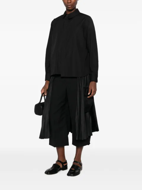 sacai pleated-panel long-sleeve shirt