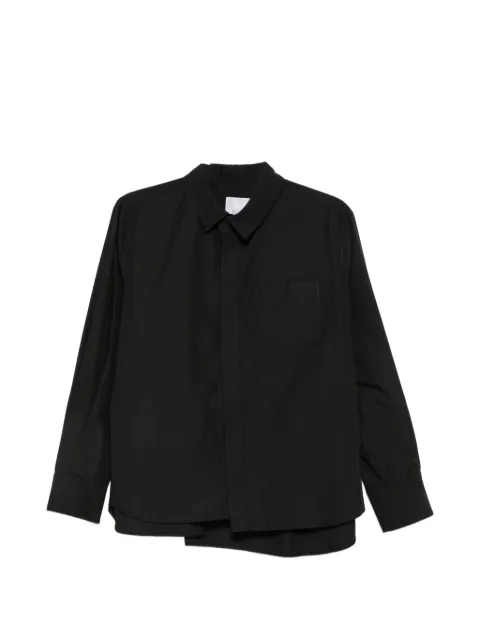 sacai pleated-panel long-sleeve shirt