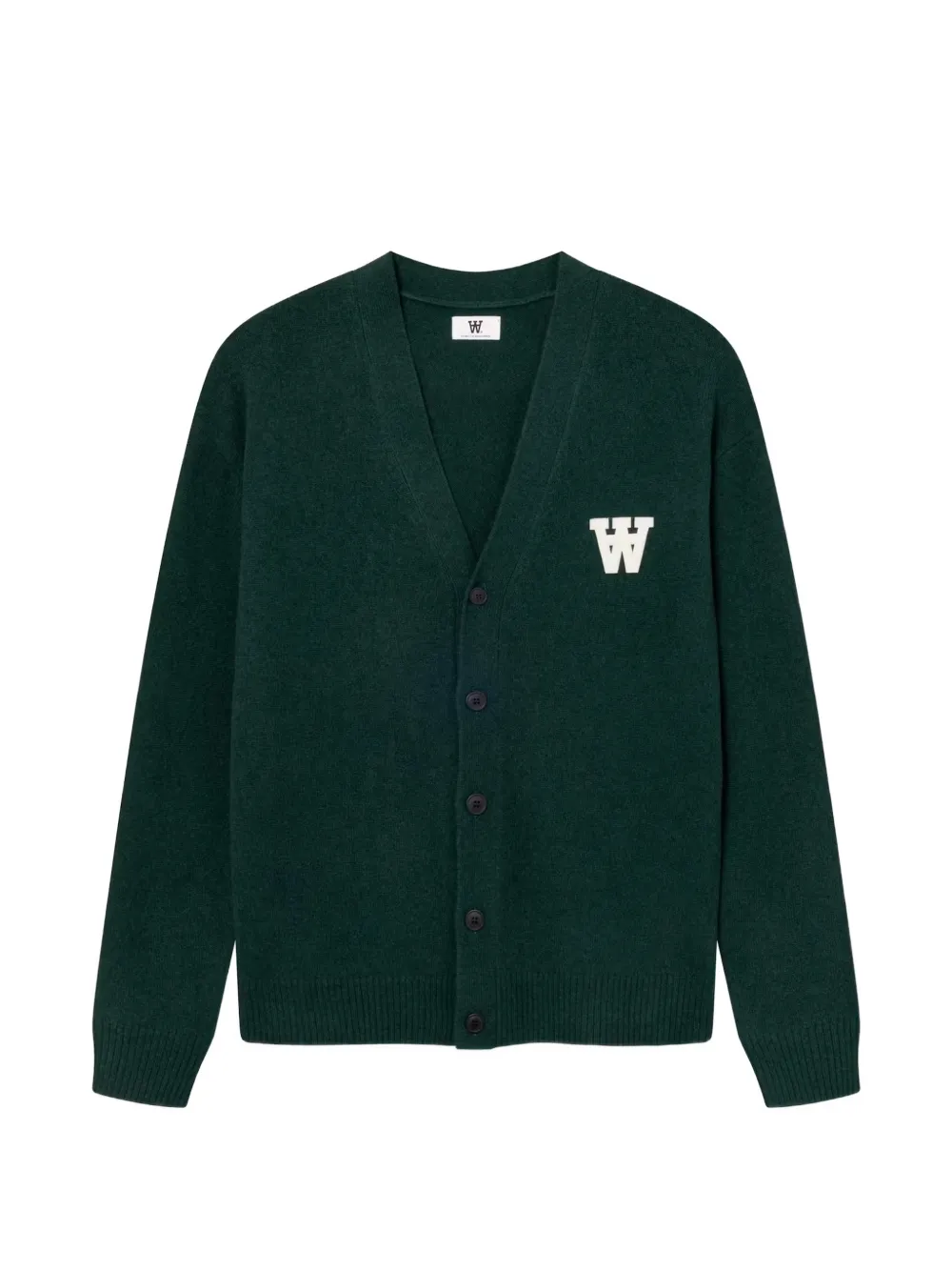 Wood Wood logo-patch V-neck cardigan - Verde