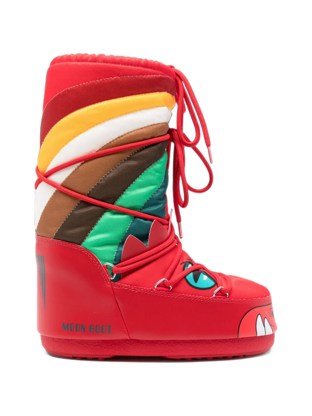 Moon Boot Kids' Monster-print Padded Boots In Red