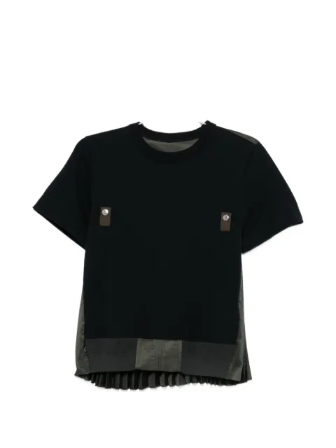 sacai pleated panelled T-shirt