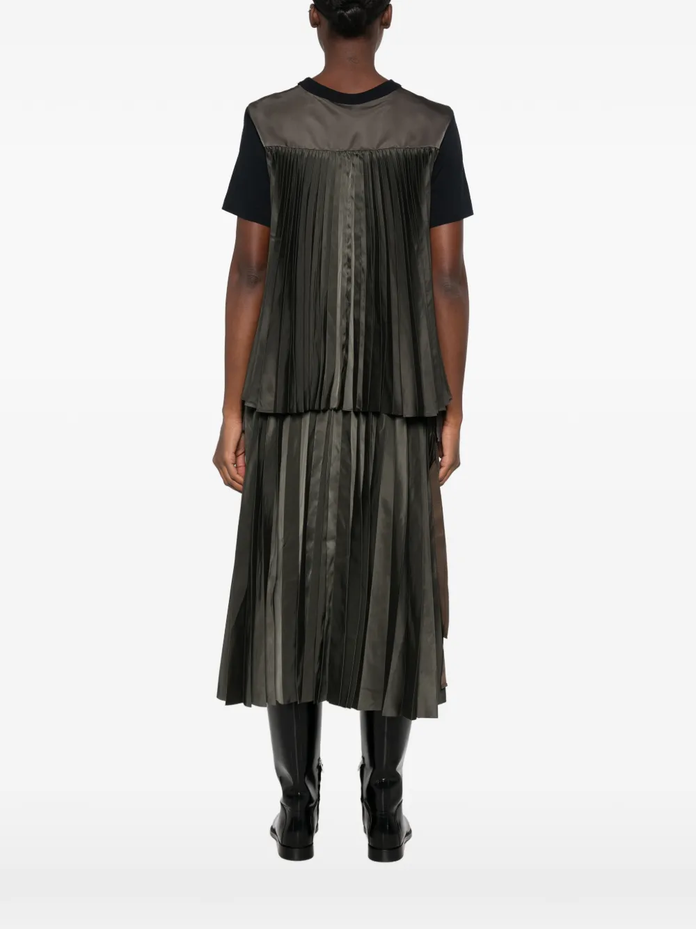 sacai T-shirt met vlakken en plooien Groen