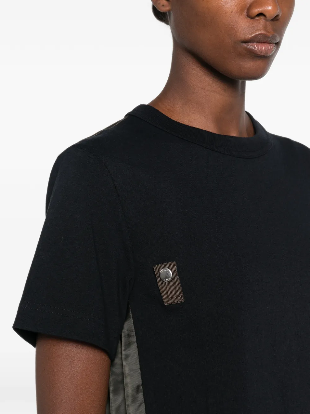 sacai T-shirt met vlakken en plooien Groen