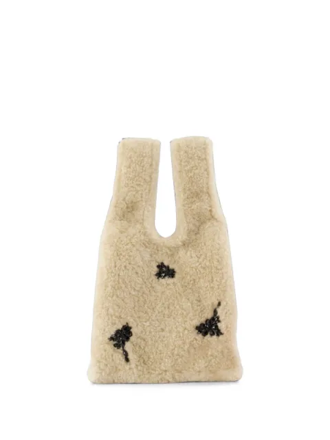 Simone Rocha bead-embellished faux-shearling tote bag