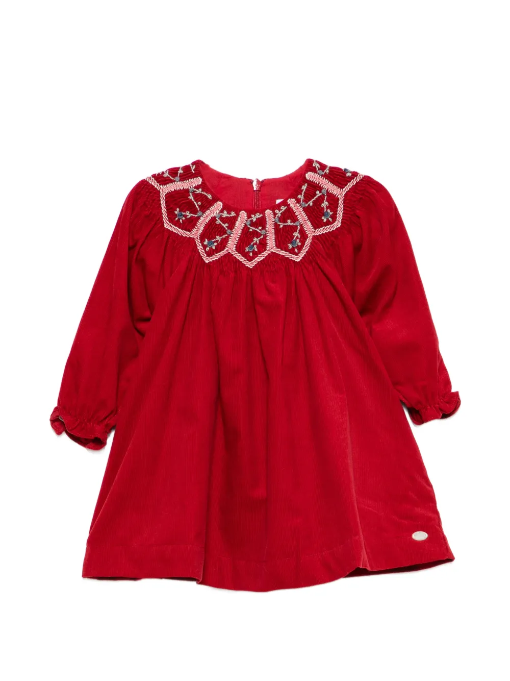 Tartine Et Chocolat embroidered corduroy dress - Rosso