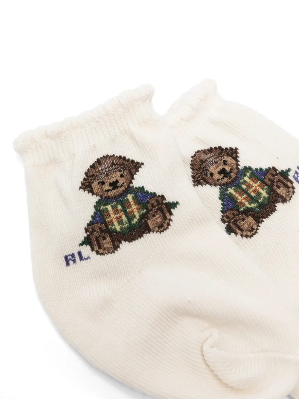 POLO RALPH LAUREN KIDS Polo Bear check-pattern socks Beige