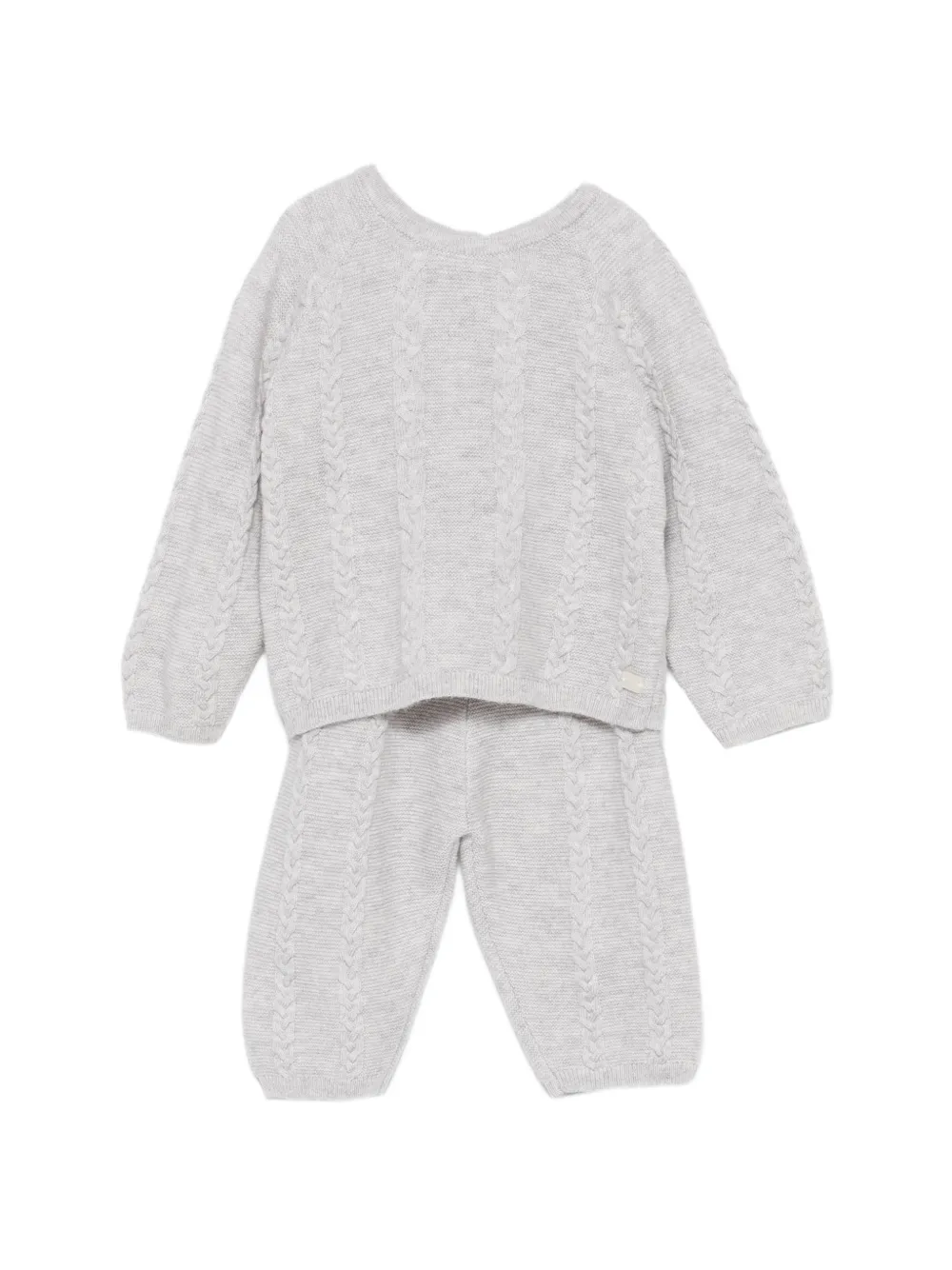 Tartine Et Chocolat cable-knit cardigan and trousers set - Grigio