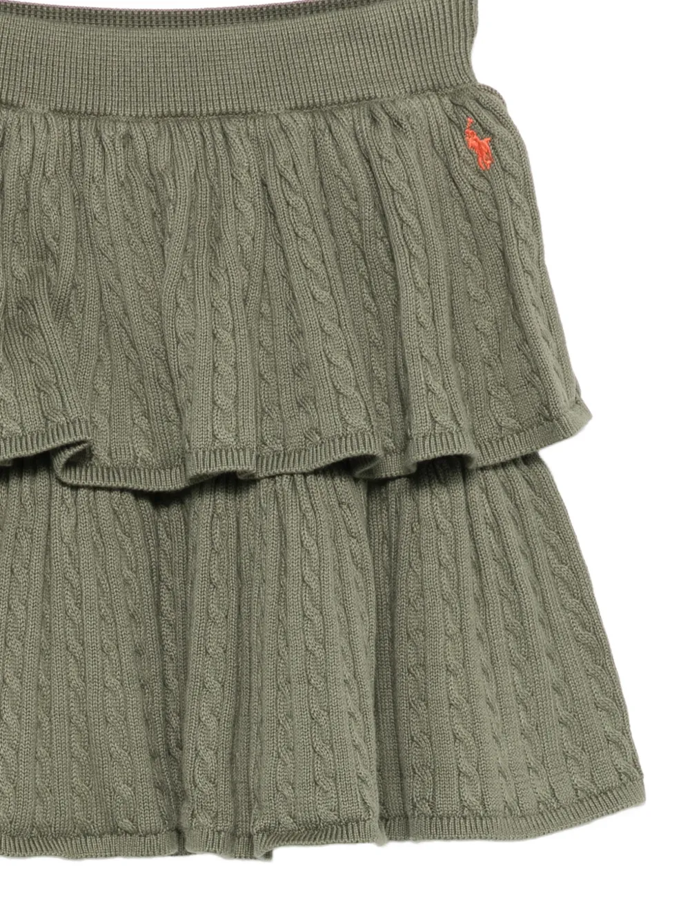 POLO RALPH LAUREN KIDS Kabelgebreide gelaagde rok Groen