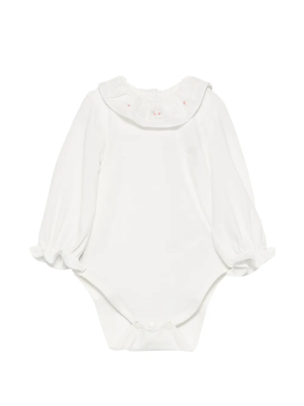 Tartine Et Chocolat ruffled-collar floral-embroidered body - Bianco