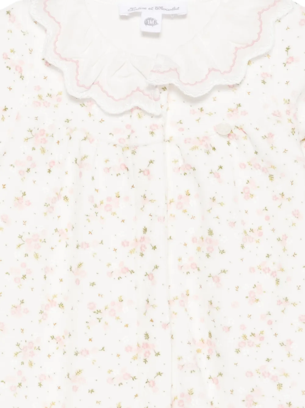 Tartine Et Chocolat Slaappak met bloemenprint en ruches Wit