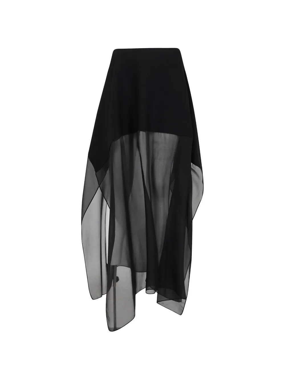 Max Mara Sheer-panel Asymmetric Midi Skirt In Black