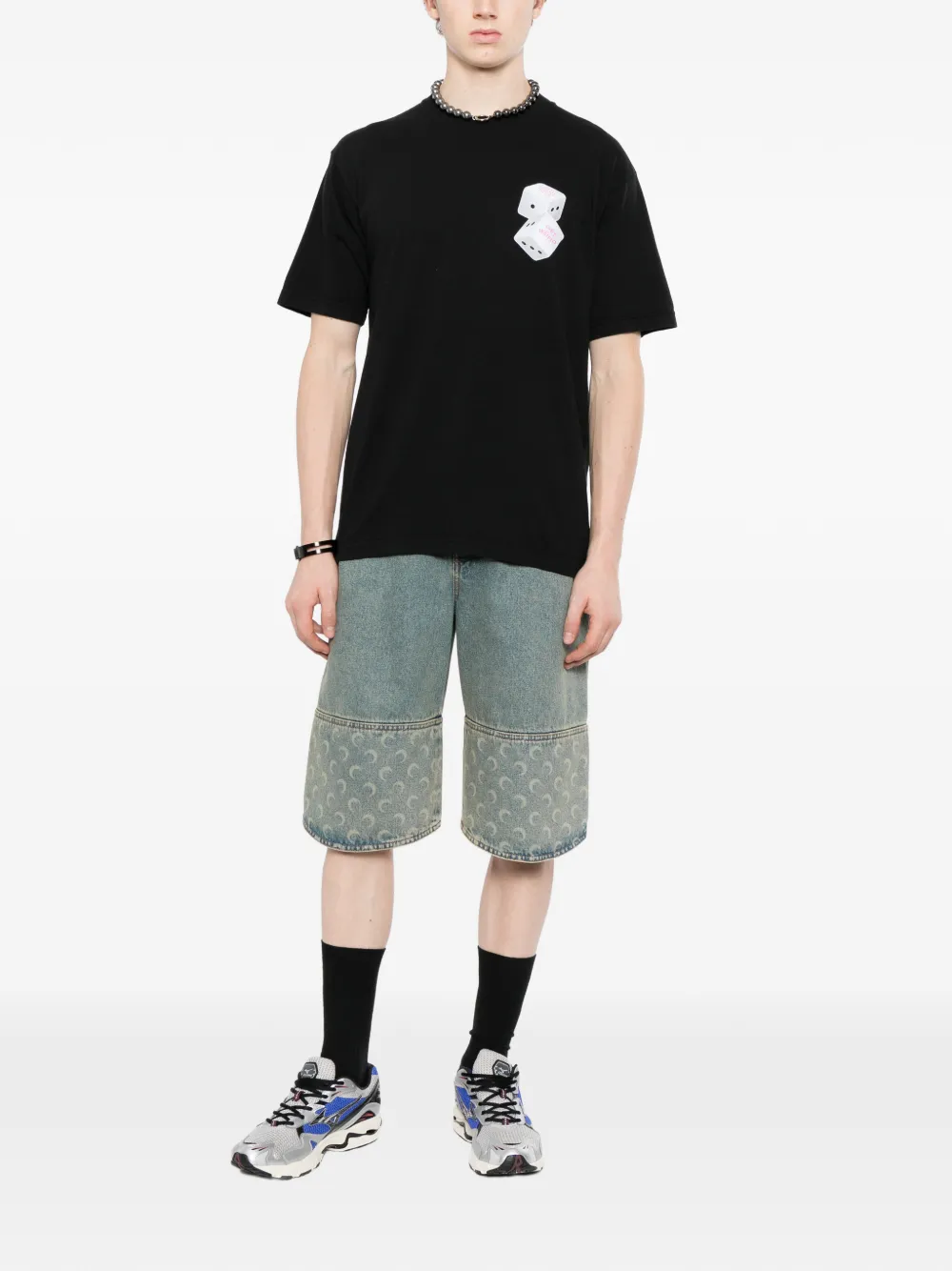 Anti Social Club Katoenen T-shirt met dobbelsteenprint Zwart
