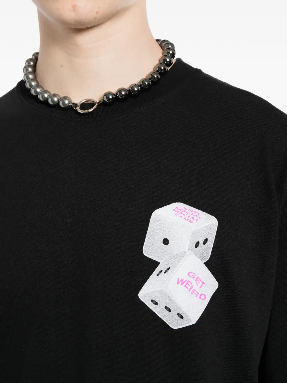 Anti Social Club Katoenen T-shirt met dobbelsteenprint Zwart
