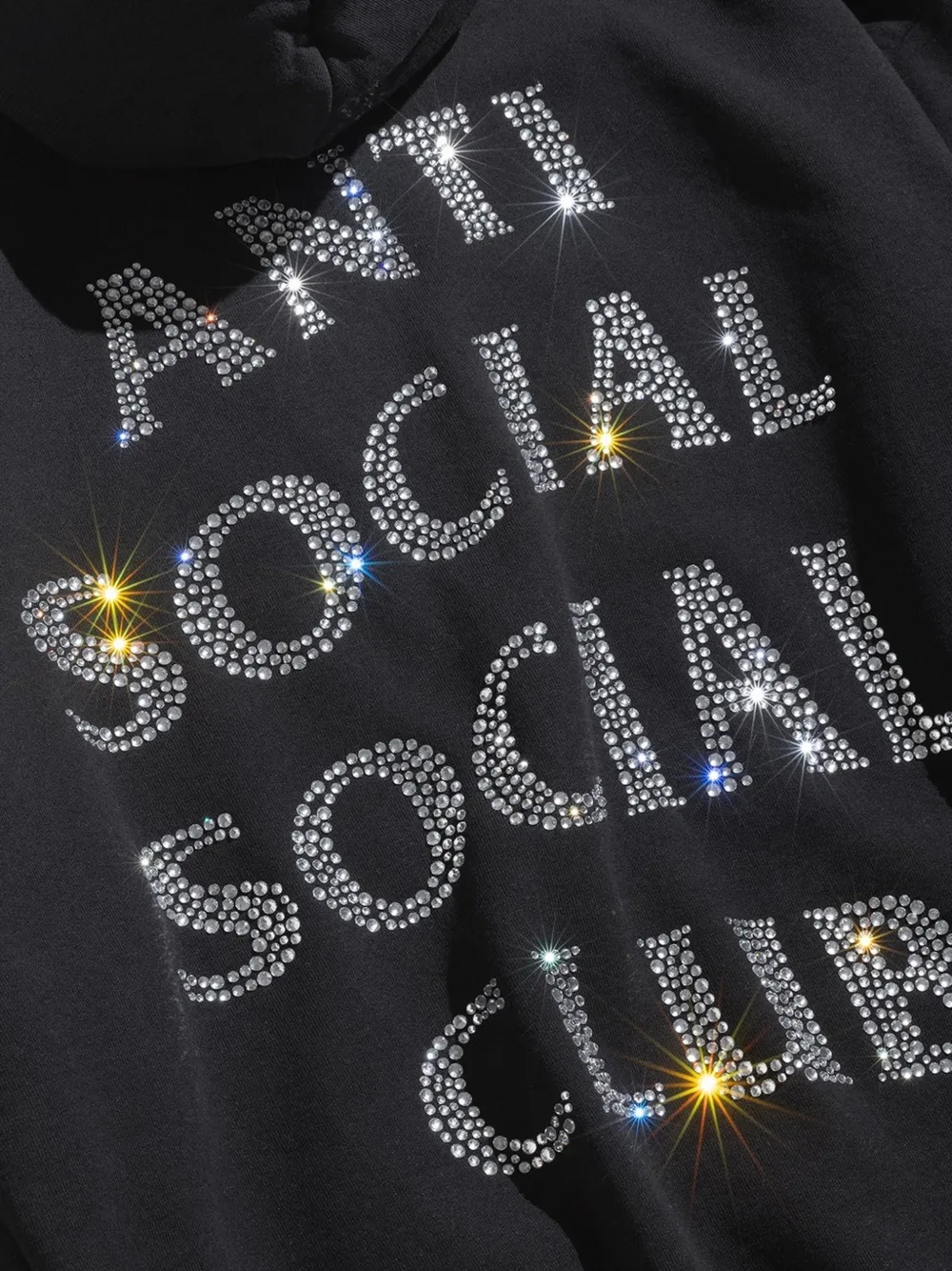 Anti Social Club Hoodie verfraaid met stras Zwart