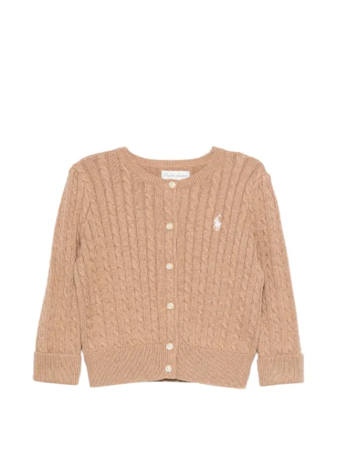 POLO RALPH LAUREN KIDS cable-knit embroidered-logo cardigan