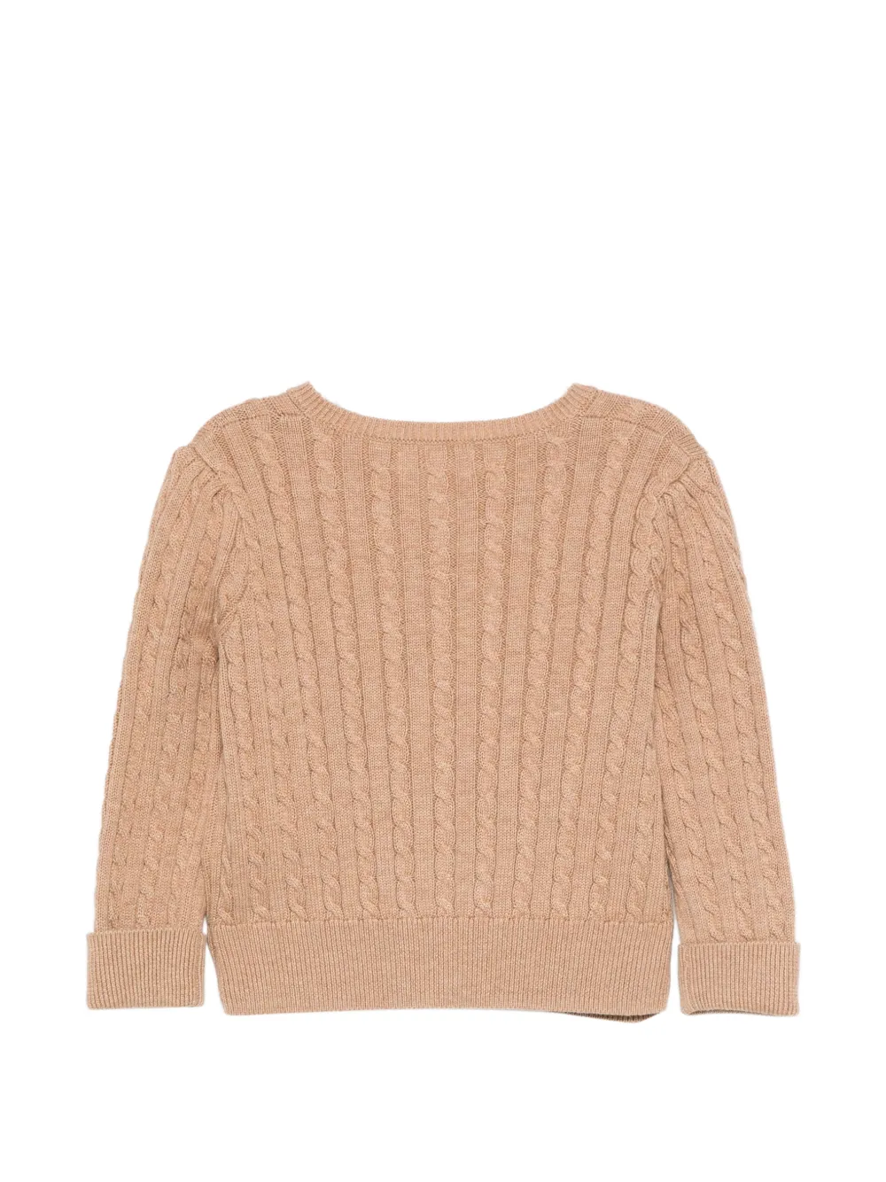 POLO RALPH LAUREN KIDS cable-knit embroidered-logo cardigan Beige