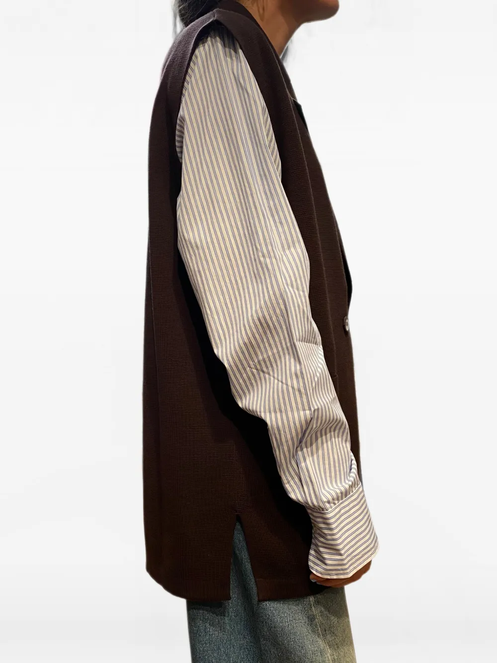 Gran Sasso Gilet met dubbele rij knopen Bruin