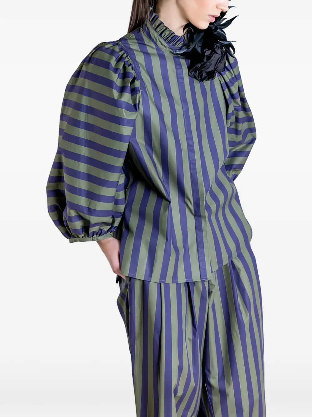 PSOPHIA stripe-print balloon-sleeve blouse