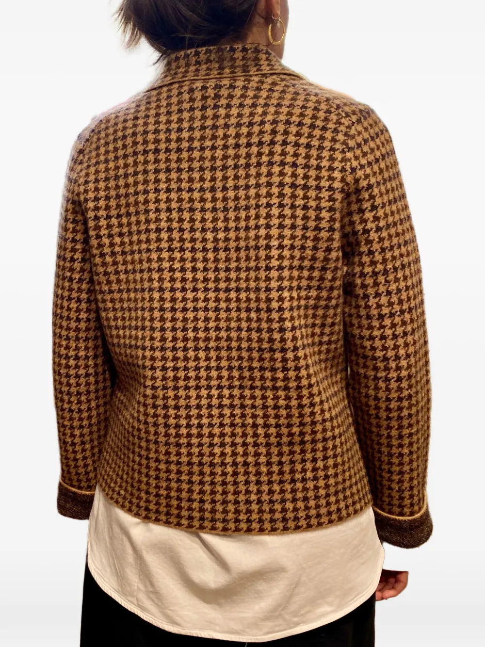 Lebor Gabala Houndstooth-pattern Notched-lapels Jacket In Brown