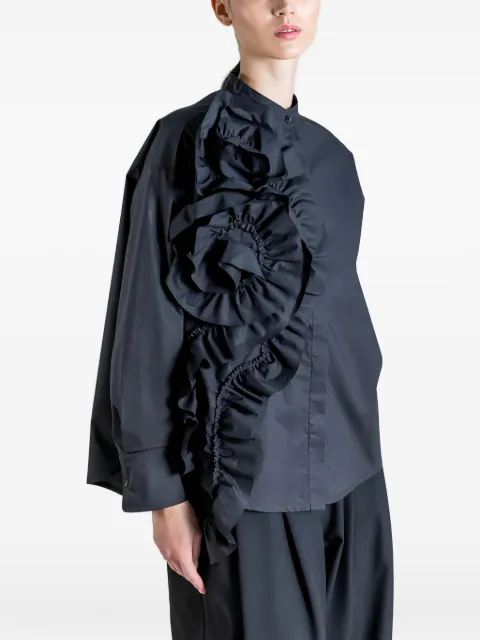 PSOPHIA ruffle-trimmed cotton shirt