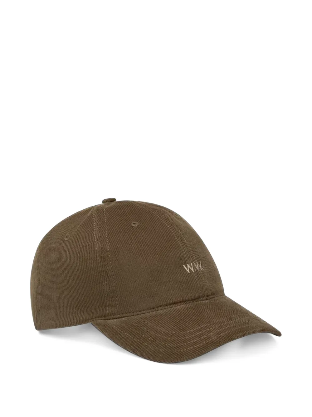 Wood Wood logo-embroidered corduroy cap - Braun