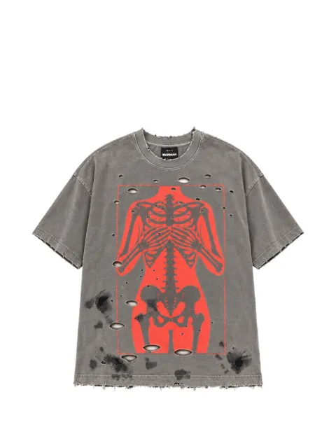 WARMAN distressed skeleton-print T-shirt