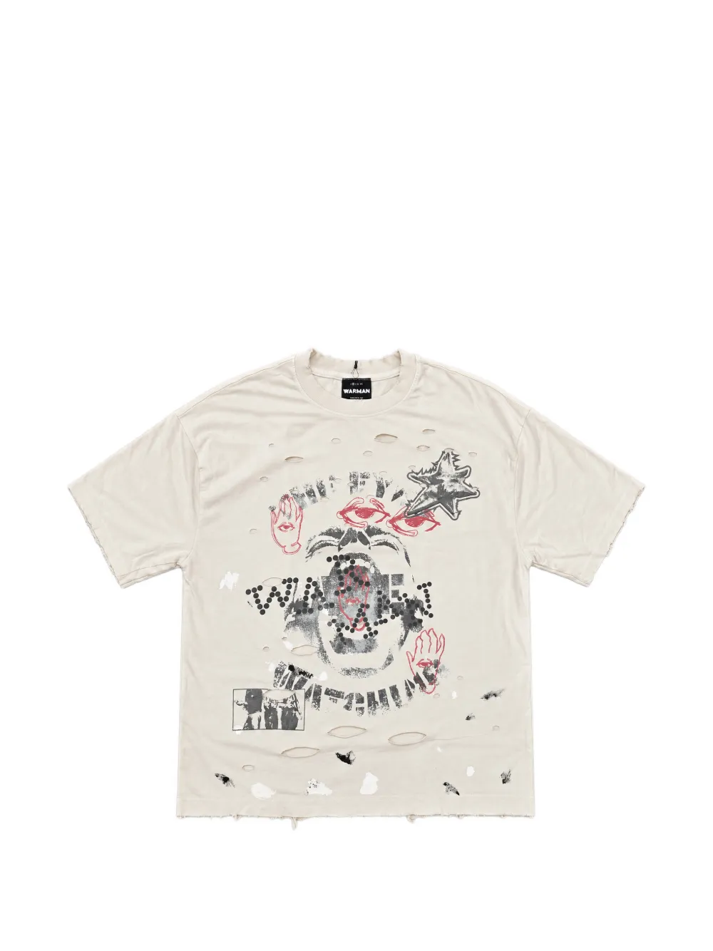 Warman Distressed Graphic-print T-shirt In Neutral