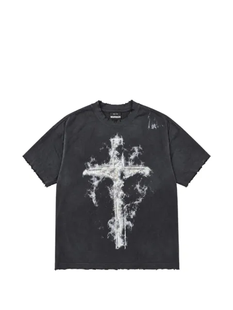 WARMAN distressed cross-print T-shirt