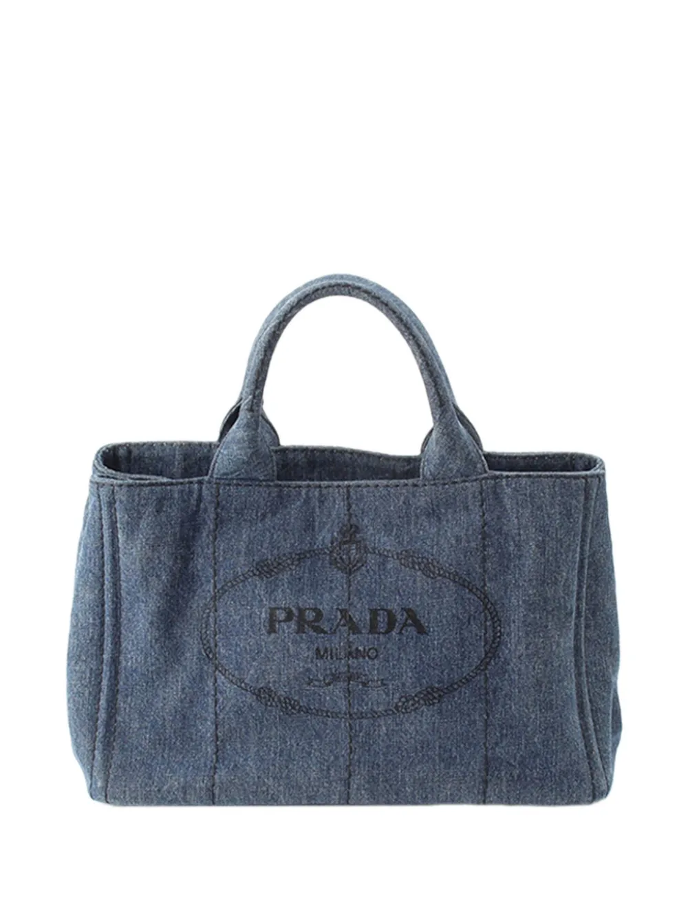 Prada Pre-Owned 2013-2026 Denim Canapa Logo Tote satchel - Blu