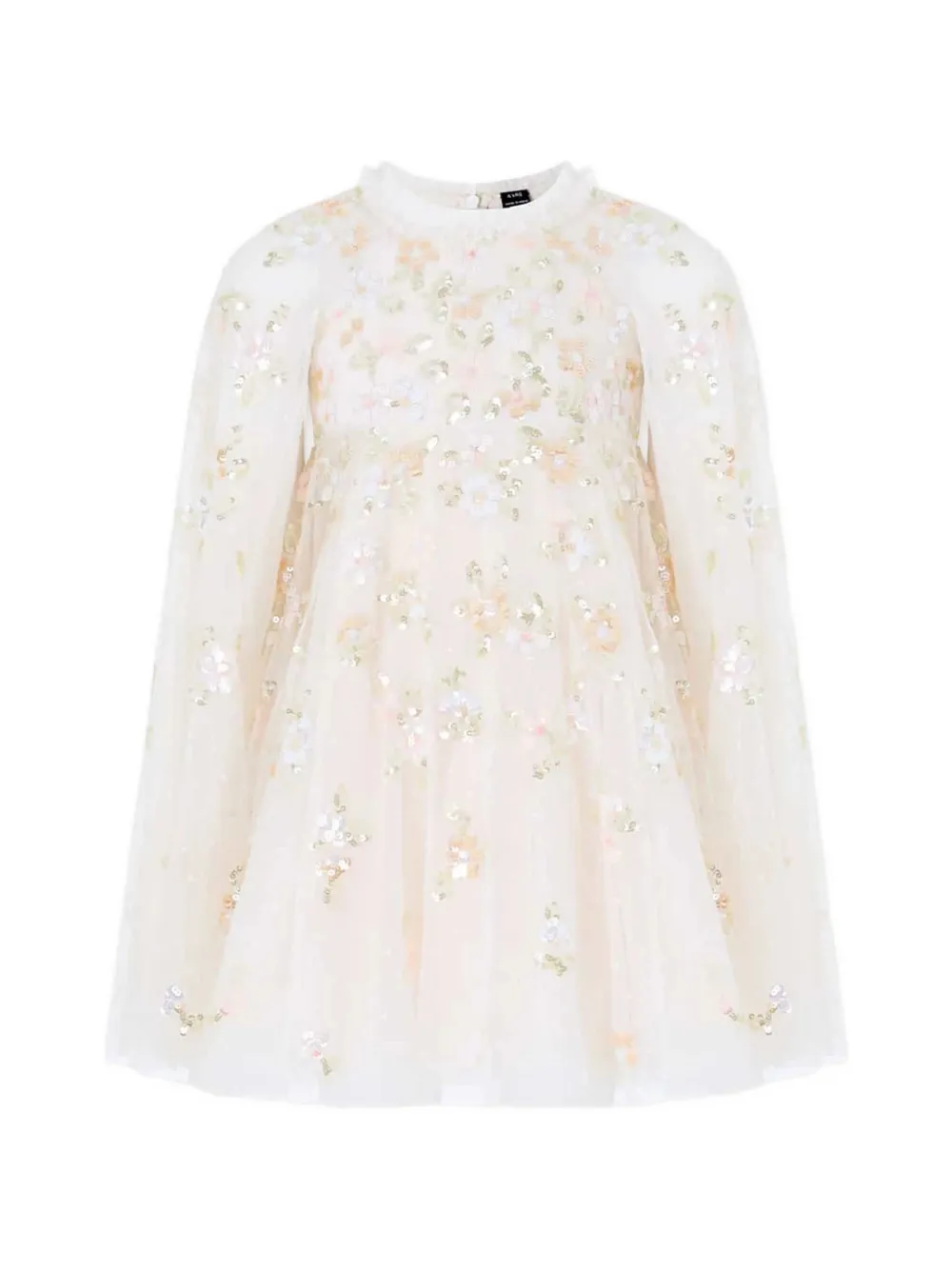 NEEDLE & THREAD KIDS Freesia Shimmer cape-sleeve dress - Toni neutri