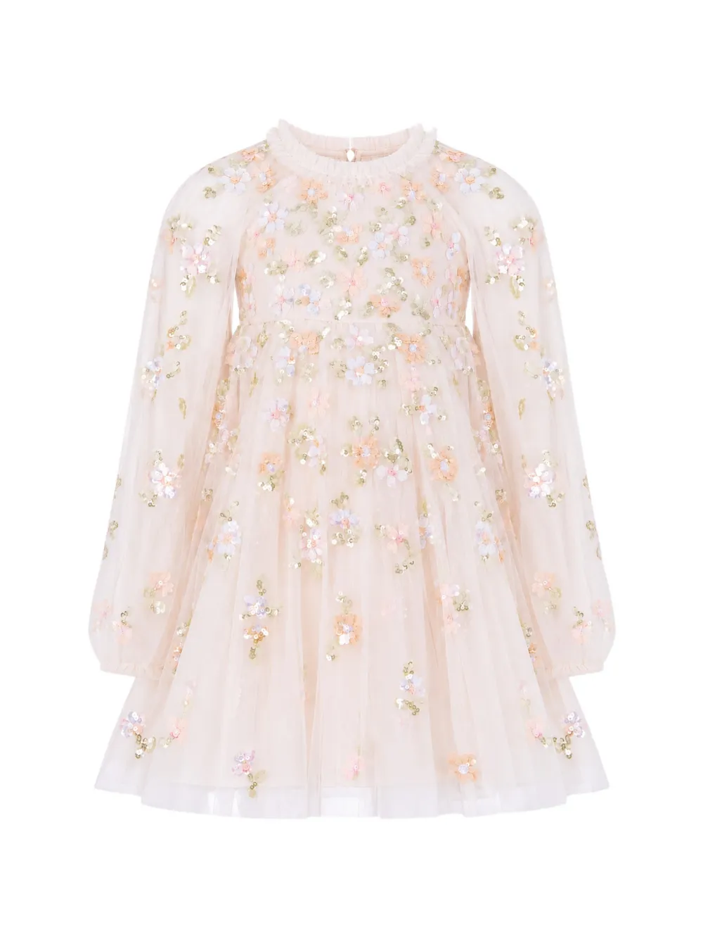 NEEDLE & THREAD KIDS robe Freesia Shimmer à manches cape - Tons neutres