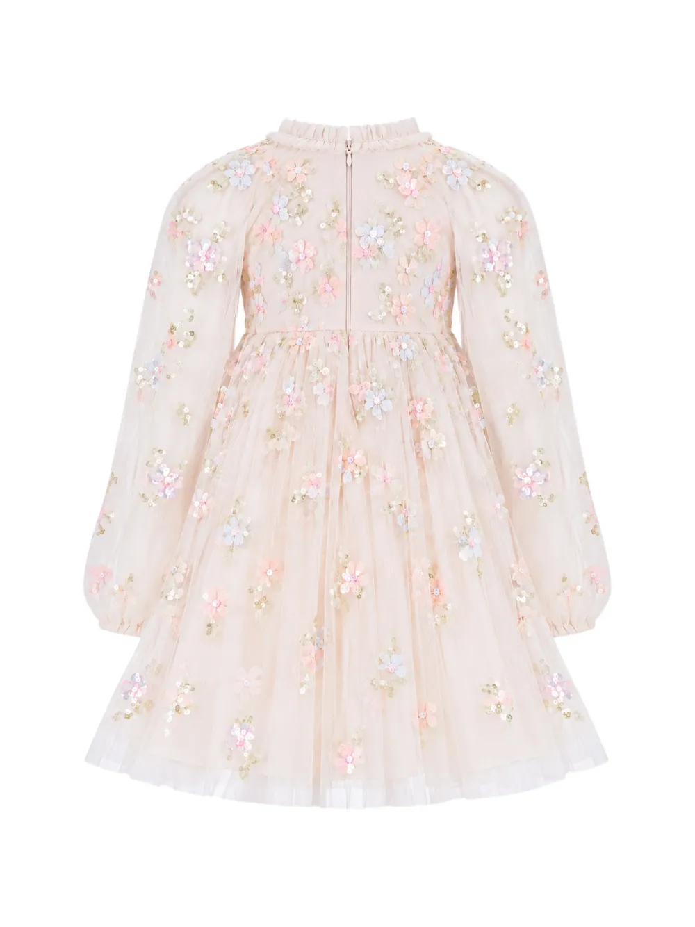 NEEDLE & THREAD KIDS Freesia Shimmer jurk met capemouwen Beige