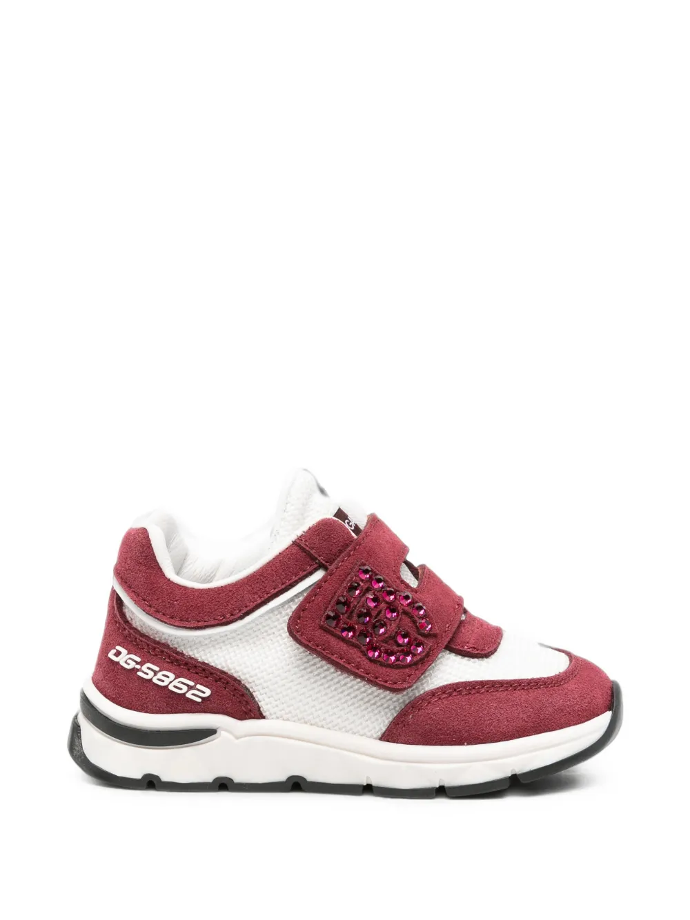 Dolce & Gabbana Kids crystal-embellished touch-strap sneakers - Rosso