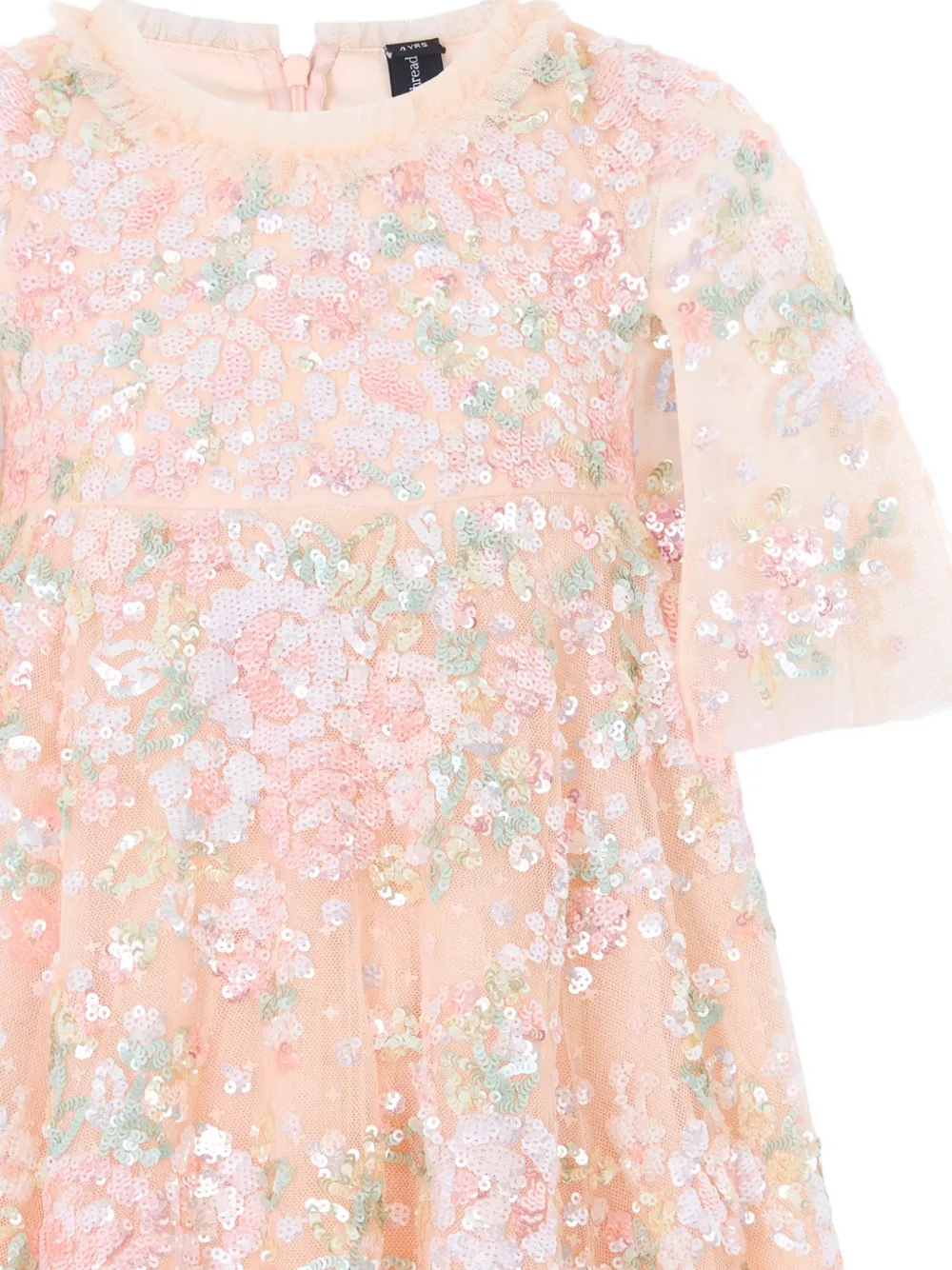 NEEDLE & THREAD KIDS Bouquet Cape jurk verfraaid met pailletten en ruches Roze