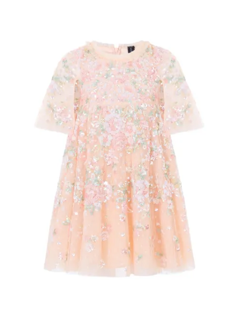 NEEDLE & THREAD KIDS Bouquet Cape sequin-embellished ruffled dress