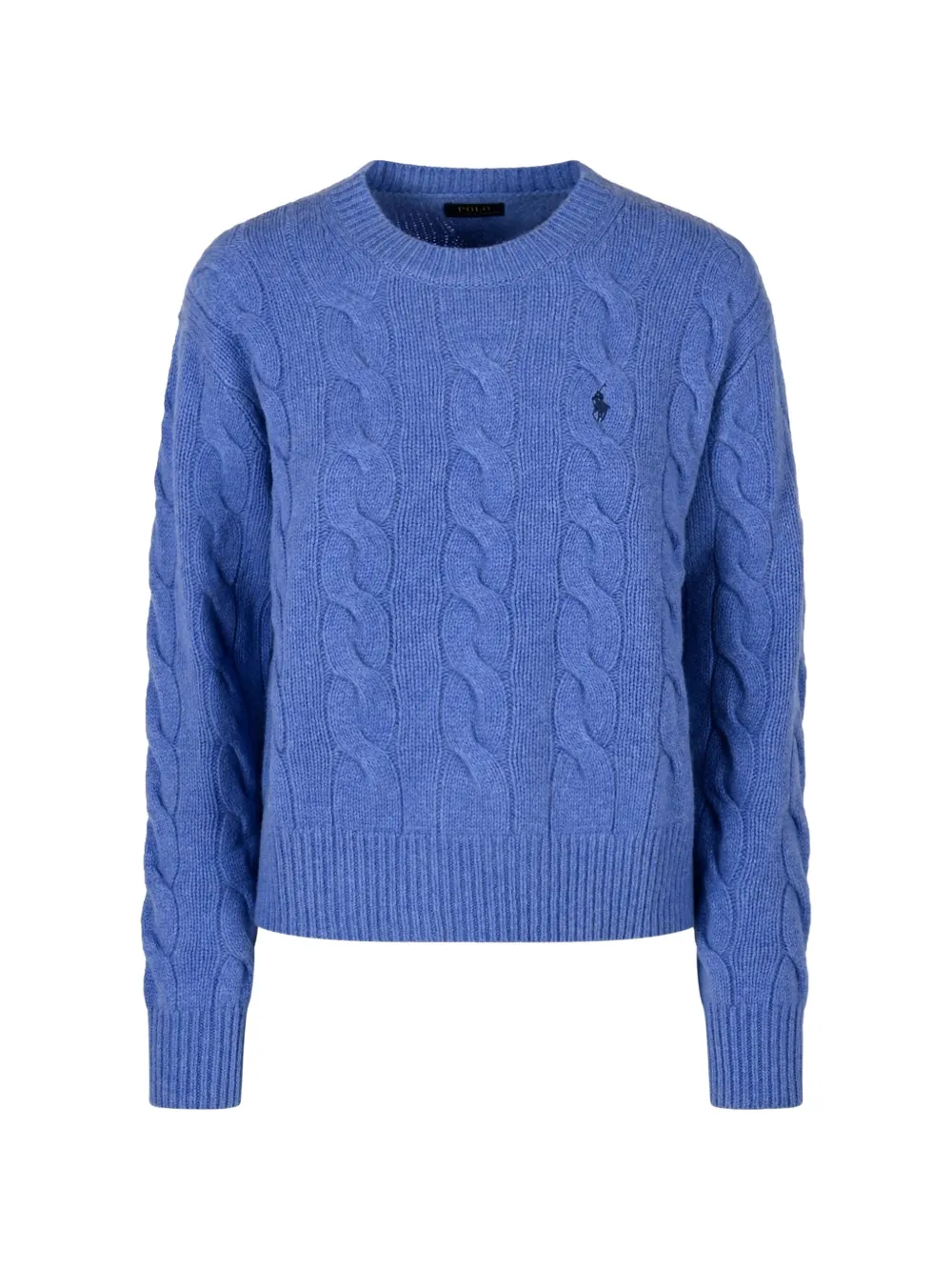 Polo Ralph Lauren Cable-knit Embroidered-logo Sweater In Blue