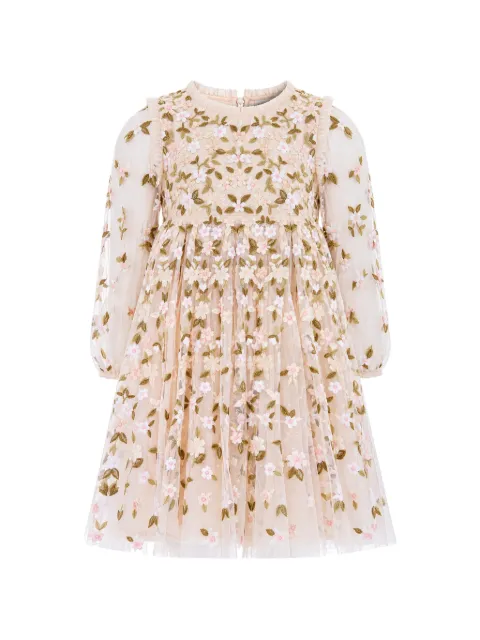 NEEDLE & THREAD KIDS Camellia floral-embroidered tulle dress