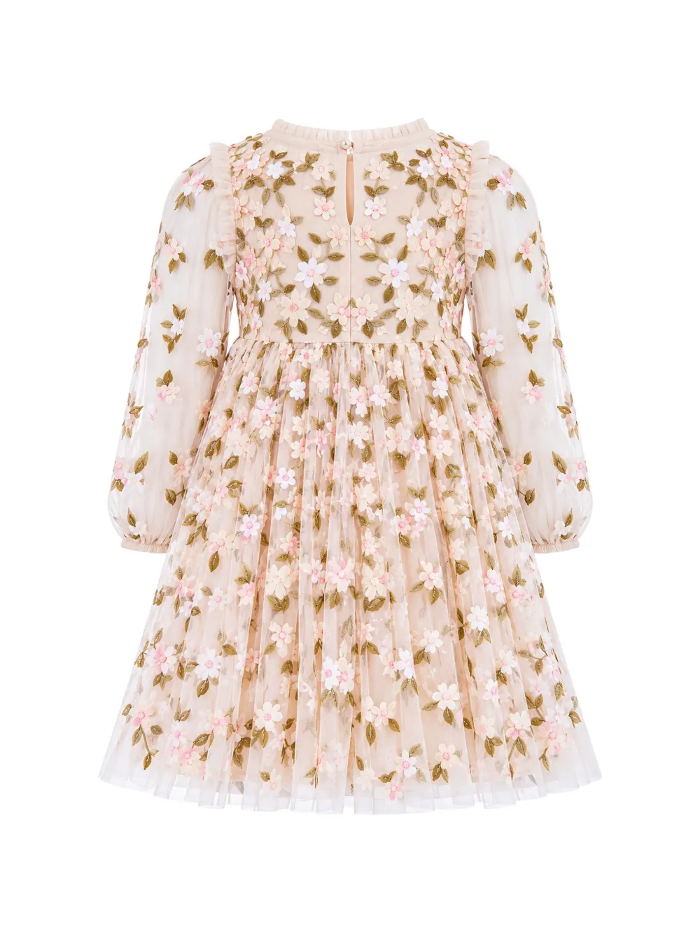 NEEDLE & THREAD KIDS Camellia Ditsy floral-embroidered tulle midi dress Beige