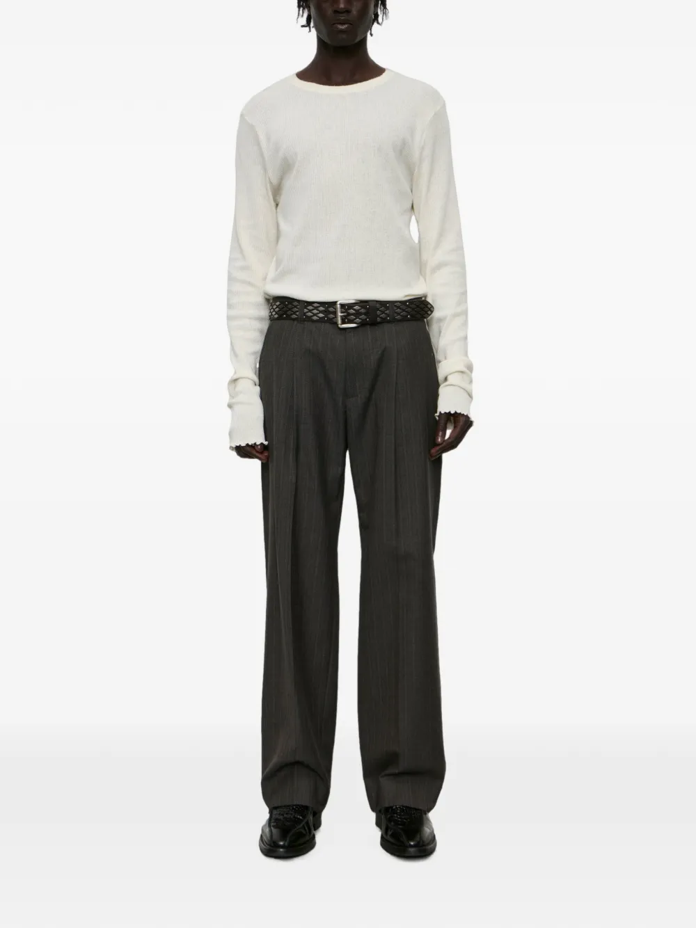 OUR LEGACY pinstripe-pattern pleated trousers Grijs