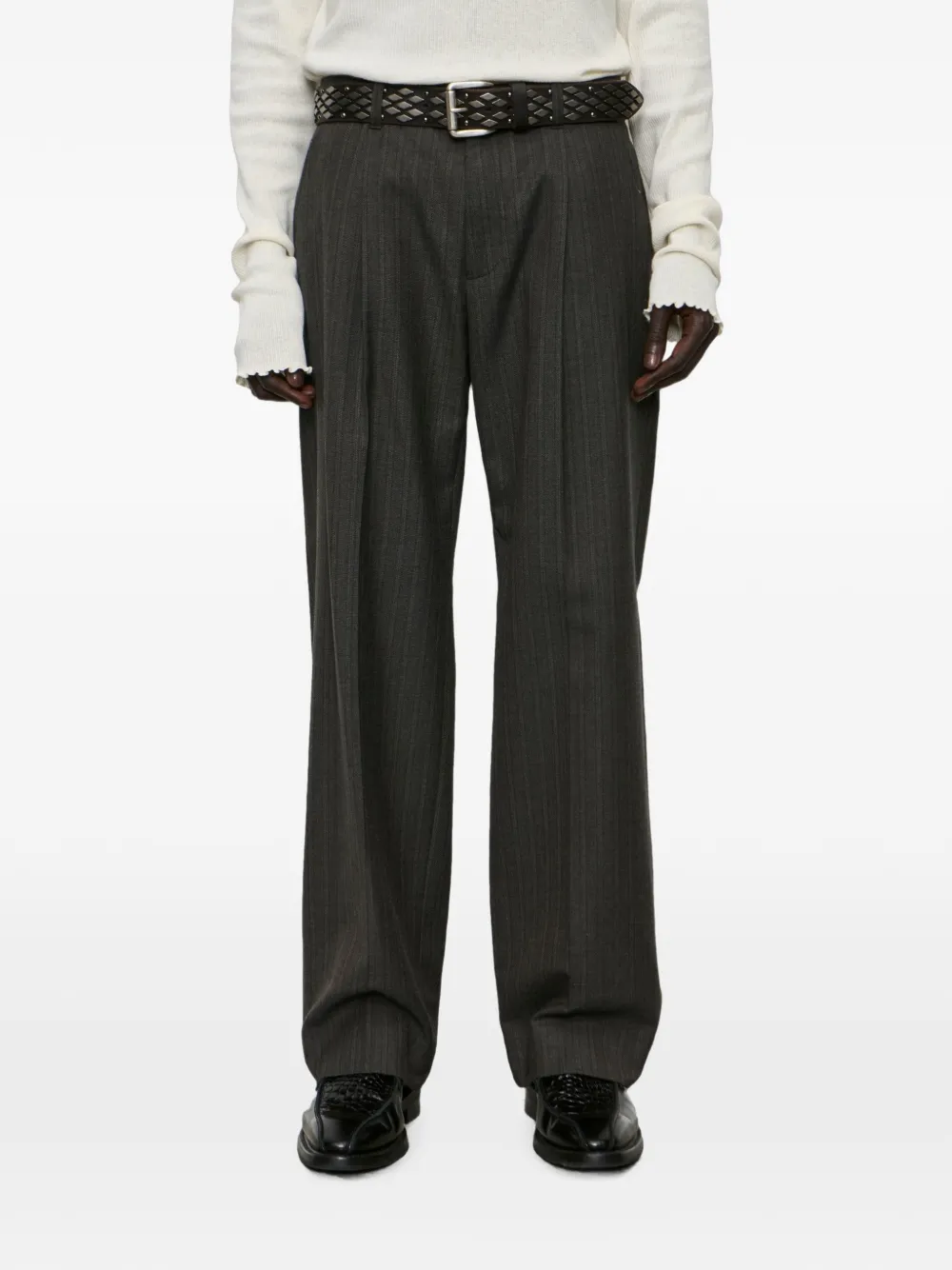 OUR LEGACY pinstripe-pattern pleated trousers Grijs