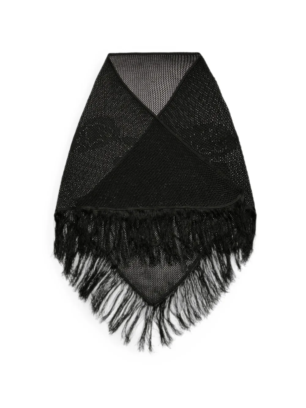 Our Legacy Fringed Floral-intarsia Scarf In Black
