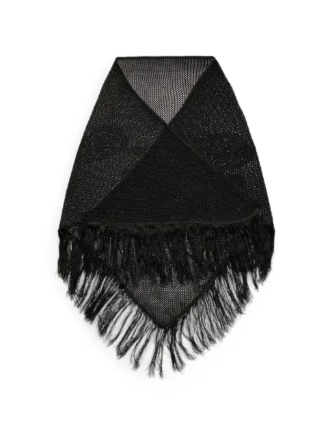 OUR LEGACY fringed floral-intarsia scarf