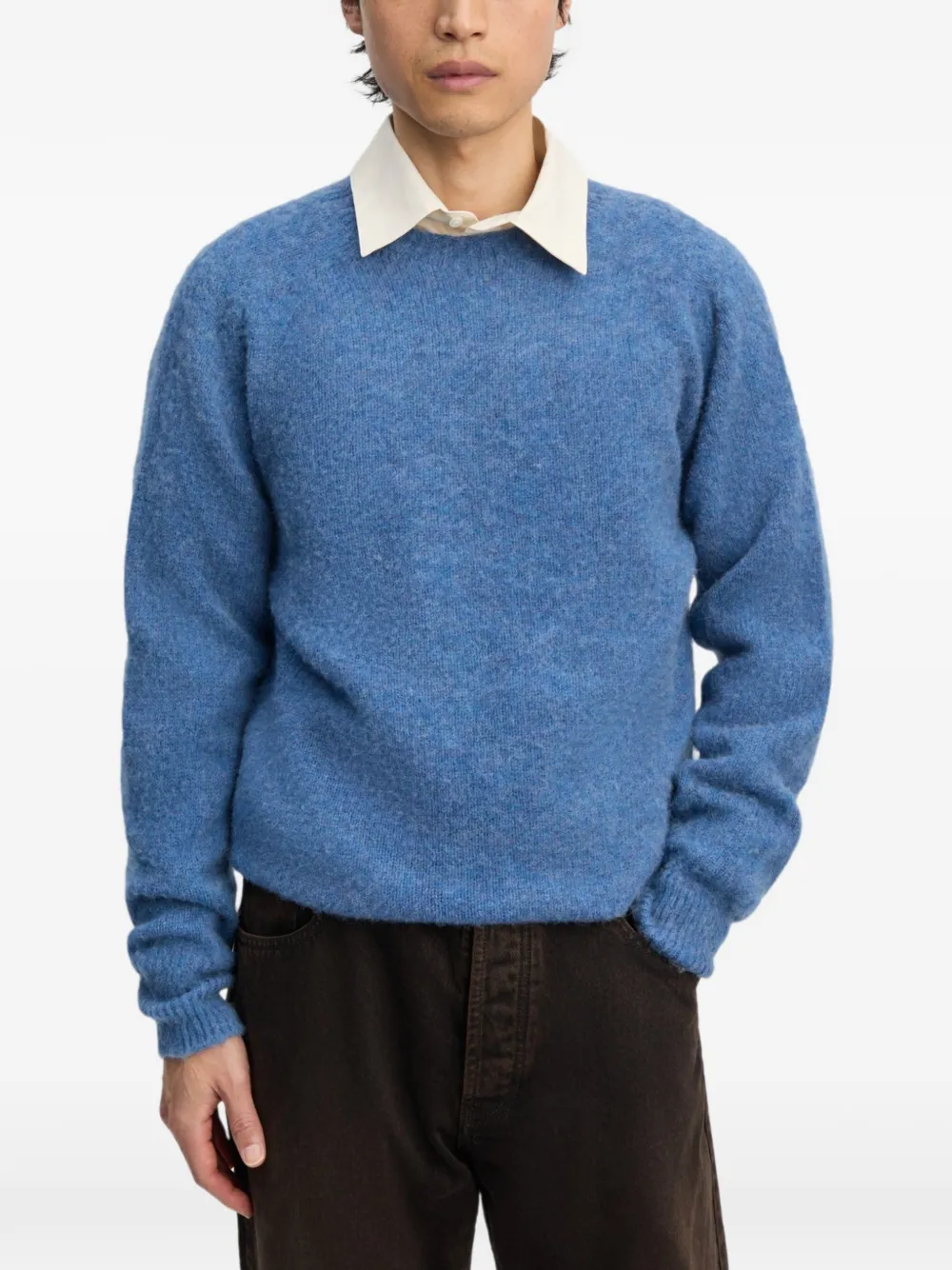 Another Aspect Crew-neck Lambswool Sweater In Blue