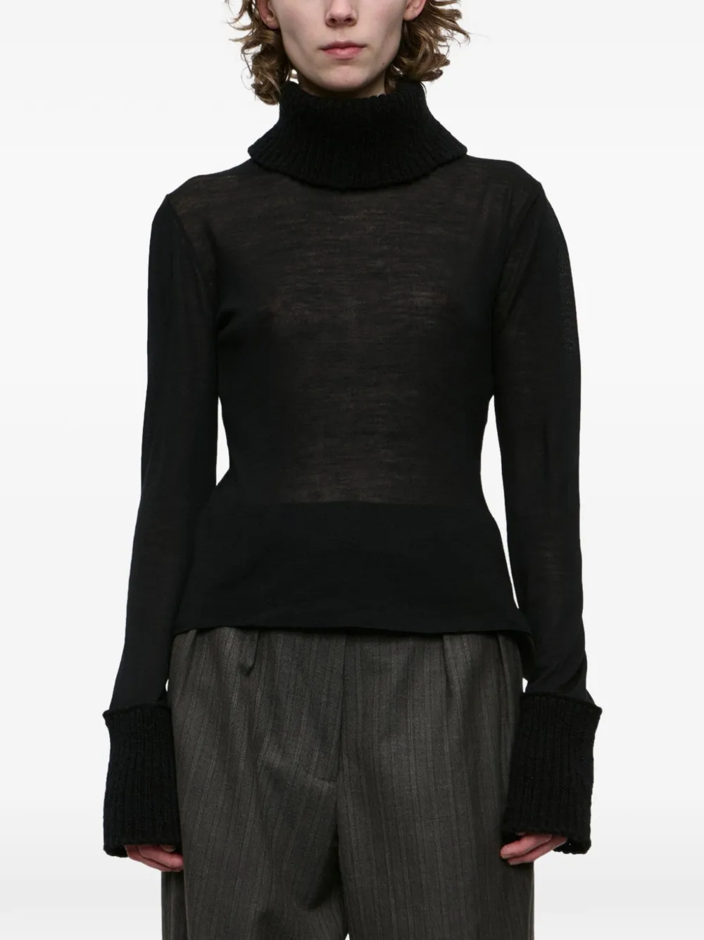 OUR LEGACY Inverse Roll-neck Sweater in Black, view 4